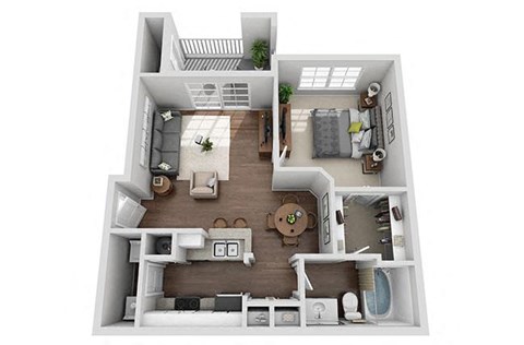 Floor plan for 1 bed, 1 bath, 787 sqft